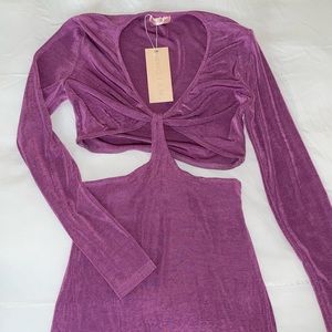 Tight Purple Cut Out Mini Dress